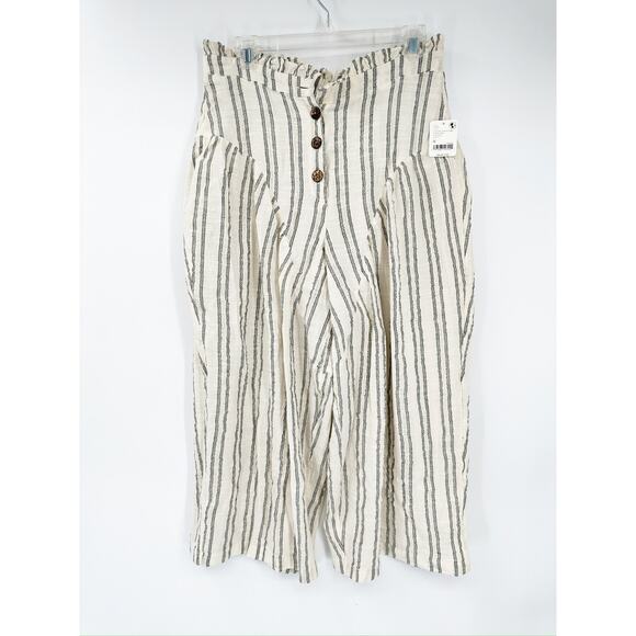 Free People Poppy Ivory Striped Wide Leg Relaxed Beach Boho Pants Size M NWT - Picture 3 of 6